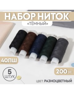 Набор ниток «Тёмный», 40ЛШ, 200 м, 5 шт, цвет разноцветный Арт узор