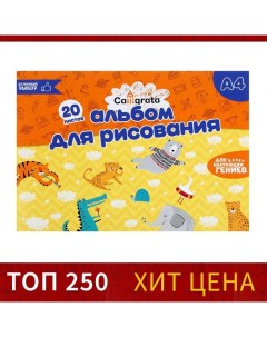 Альбом для рисования А4, 20 листов на скрепке, обложка мелованный картон, внутренний блок офсет 100  Calligrata