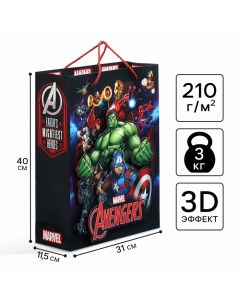 Пакет подарочный 3Д 40х31х11.5 см, Мстители Marvel