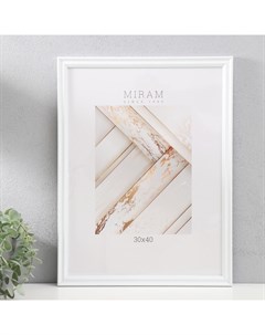 Фоторамка пластик "МИРАМ" 30х40 см, 261 белый (пластиковый экран) Miram