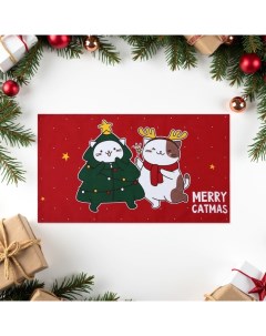 Набор новогодних полотенец "" Merry catmas 35х60см-3 штуки,100% хлопок 160 г/м2 Доляна