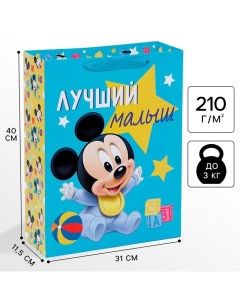 Пакет подарочный «Лучший малыш», 31 х 40 х 11.5 см, упаковка, Микки Маус Disney