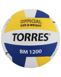 Волейбольный мяч BM1200, V42335, клееный, 18 панелей, р. 5, microfiber PU Torres