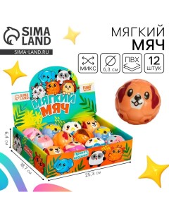 Мяч детский мягкий «Кругляшки» 6,3см,, в шоубоксе Funny toys