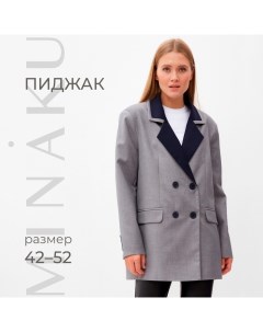 Пиджак женский с контрастным воротником : Casual Collection цвет серый, р-р 50 Minaku