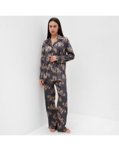 Пижама женская (рубашка и брюки) "Дракон", размер 48-50, графитовый Kaftan