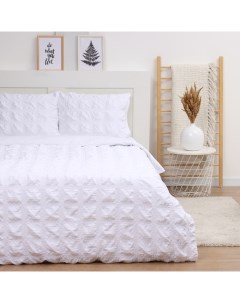 Постельное бельё евро Texture: white, 200х217см,230х240см,50х70см-2шт, микрофибра, 110 г/м2 Lovelife