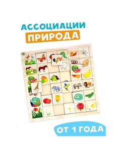 Развивающая игра «Ассоциации природа» из дерева Мастер игрушек