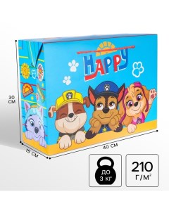 Пакет-коробка, 40 х 30 х 15 см «Happy», упаковка, Щенячий патруль Paw patrol