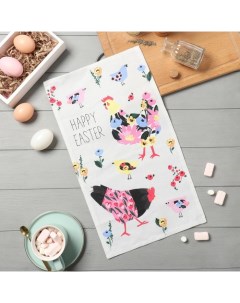 Полотенце кух. "Happy easter" 28х46 см, рогожка, 100% хл, 160г/м2 Доляна