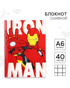 Блокнот А6, 40 листов в твёрдой обложке, Железный человек, Мстители Marvel