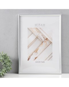 Фоторамка пластик "МИРАМ" 29.7х42 см, (A3) 636421, серебро (пластиковый экран) Miram