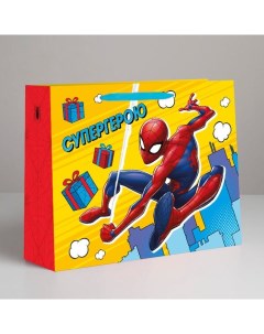 Пакет подарочный крафт «Супергерою»,40х31х11.5 см, Человек-паук Marvel