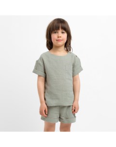 Костюм (футболка и шорты ) детский "Муслин", р.32 (110-116см) зелёный Kaftan