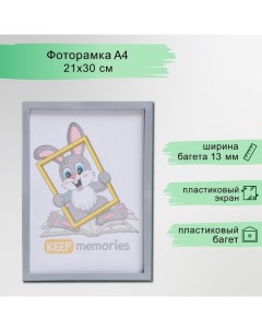 Фоторамка пластик L-3 21х30 см серебр. мет. (пластиковый экран) Keep memories