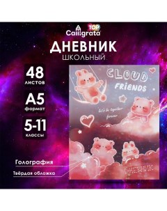 Дневник для 5-11 классов "Котята в облаках", твёрдая обложка, голография, 48 листов Calligrata