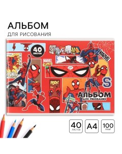 Альбом для рисования на скрепке, А4, 40 листов, Человек-паук Marvel