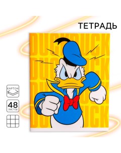 Тетрадь 48 листов в клетку, картонная обложка, Дональд Дак Disney