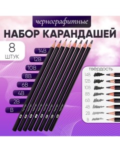 Набор карандашей чернографитных 8 штук (14В, 12В, 10В, 8В, 6В, 4В, 2В, В) Calligrata