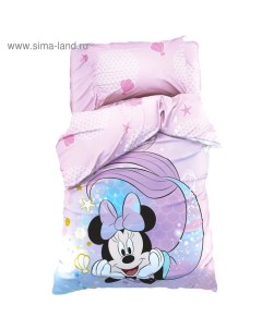 Постельное бельё 1,5 сп "Minnie Mermaid", Минни Маус, 143*215 см, 150*214 см, 50*70 см -1 шт, поплин Disney