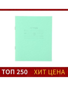 Тетрадь 12 листов в клетку "Зелёная обложка", бумажная обложка, блок №2, белизна 75% (серые листы),  Кпк