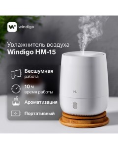 Увлажнитель воздуха HM-15, ультразвуковой, 120 мл, 5 Вт, USB Type-C, подсветка Windigo