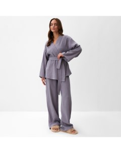 Комплект женский (рубашка на запах, брюки) Basic р.40-42, серый Kaftan