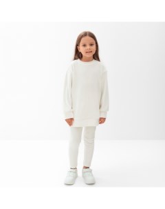 Костюм детский (свитшот, леггинсы) Plushy р.32 (110-116), белый Kaftan