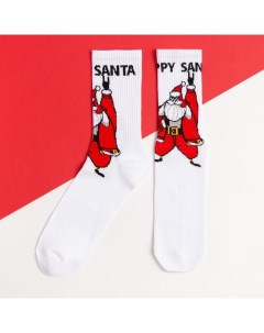 Носки новогодние мужские "Happy Santa" размер 41-44 (27-29 см), белый Kaftan