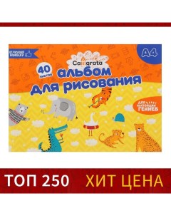 Альбом для рисования А4, 40 листов на склейке, обложка мелованный картон, блок 100 г/м? Calligrata