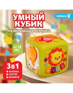 Развивающая игрушка «Умный кубик», 3 в 1: ионика, сортер, бизикуб, звук Крошка я