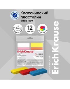 Пластилин 12 цветов 192 г Erich Krause, европодвес, экономичная упаковка Erichkrause