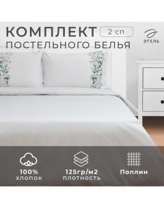 Постельное бельё 2 сп Flower strip(вид 2) 175х215 см, 200х220 см, 50х70 см -2 шт, поплин Этель