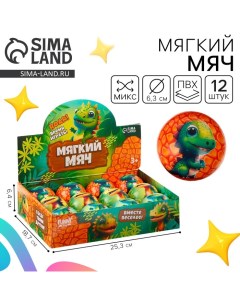 Мяч детский мягкий «Дракончики» 6,3см, в шоубоксе, МИКС Funny toys