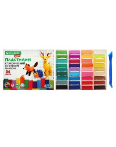 Пластилин 36цв 720г KIDS, со стеком.ВЫСШЕЕ КАЧЕСТВО Brauberg