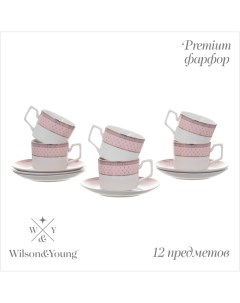 Чайный сервиз WY Paradaise, 12 предметов, кружка 250 мл 6 шт, блюдце d=15,5 см 6 шт, фарфор Wilson&young