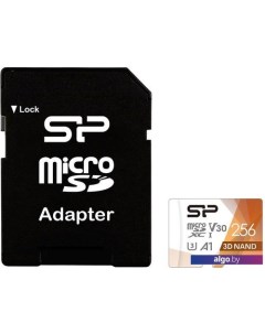 Карта памяти Superior Pro microSDXC SP256GBSTXDU3V20AB 256GB (с адаптером) Silicon power