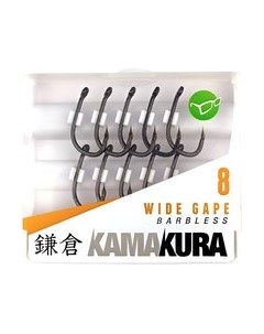 Набор крючков рыболовных Kamakura Wide Gape Barbless №8 без бородки / KAM04 Korda