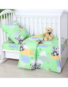 Постельное бельё BABY Панда, цвет зелёный, 112х147см,110х150см, 60х60см, бязь 142гр/м, 100% хлопок Атра