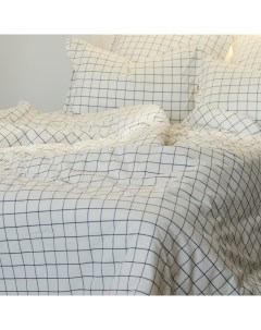 Простыня на резинке SL Home Cotton 140*200+30 см, цв.белый/серый, 100% жатый хлопок Sima-land home