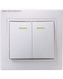 Выключатель "КВАРТА" EVK21-K01-10-DM, 2 кл., СП, индик., 10А, IP20, бел., ВС10-2-1-КБ Iek