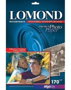 Фотобумага Полуглянцевая A4 170 г/кв.м. 20 л (1101305) Lomond