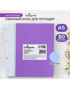 Сменный блок д/тетр на кольцах А5 80л кл офсет №1 60 гр/м2 бел 100% Calligrata