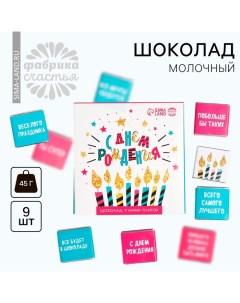 Шоколад молочный «С днём рождения», открытка, 5 г. х 9 шт. Фабрика счастья