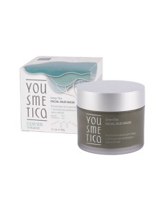 Каолиновая маска для лица с экстрактом Зелёного чая и мятой Facial Mask Kaolin With Green Tea and Pe Yousmetica