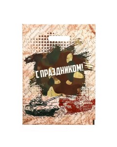 Пакет "С Праздником", полиэтиленовый с вырубной ручкой, 30х40 см, 50 мкм Upak land