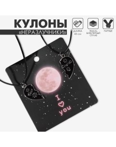 Кулоны «Неразлучники» цветок и сердце, цвет чёрный на чёрном шнурке, 45 см Tell your story