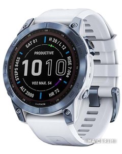 Умные часы Fenix 7 Sapphire Solar 47 мм (голубой минерал/белый камень) Garmin