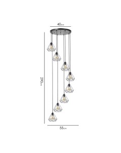 Светильник-каскад "Адри" 8хЕ27 40Вт черный 55х55х290 см Bayerlux