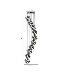 Светильник-каскад "Квадрат" 10хЕ27 40Вт черный 67х67х350 см Bayerlux